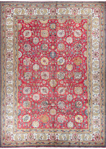 Tabriz All Over Red Hand Knotted Rug 8'4" x 11'5"