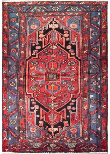 Zanjan Medallion Red Hand Knotted Rug 4'6" x 6'6"