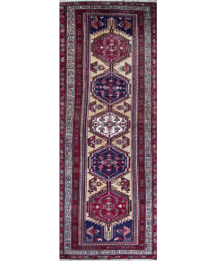 Ardabil Beige/Red Hand Knotted Runner Rug 3'9" x 10'0"