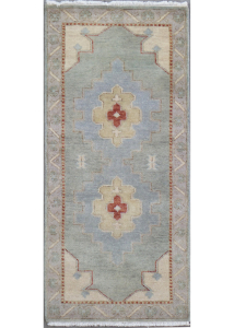 Oushak Colorful Grey/Beige Hand Knotted Runner Rug 2'6" x 5'10"