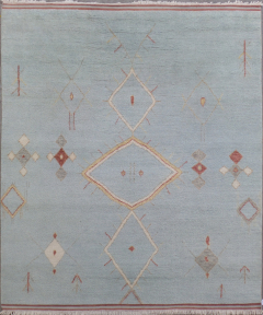 Moroccan Berber Light Blue Hand Knotted Rug 8'1" x 9'7"