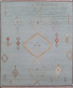 Moroccan Berber Light Blue Hand Knotted Rug 8'0" x 9'7"