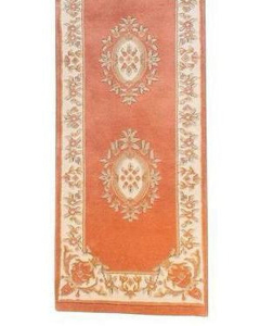 Aubusson  Sangam Rose/Ivory Hand Knotted Runner Rug