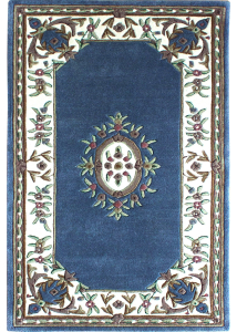 Aubusson Sangam Blue/Ivory Hand Knotted Rug 3'0" x 5'0"