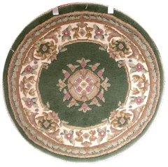 Aubusson  Sangam Green Hand Knotted Round Rug