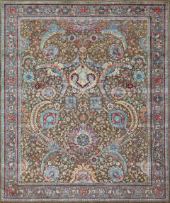 Oxidized Camel/Light Blue Hand Knotted Rug 8'3" x 10'2"