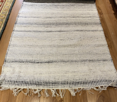 Dhurrie Ribbed Charcoal Hand Woven Runner Rug