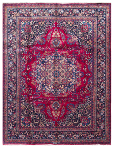 Mashad Vintage Red Wool Hand Knotted Persian Rug