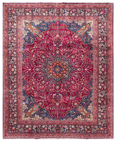 Kashan Vintage Red Wool Hand Knotted Persian Rug