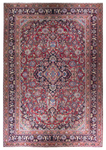 Sabzewar Medallion Red Wool Hand Knotted Persian Rug