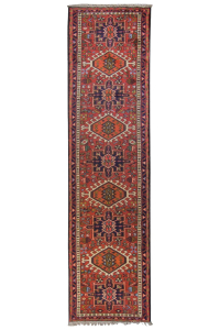 Gharajeh Semi-Antique Wool Hand Knotted Runner Persian Rug