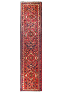 Gharajeh Semi-Antique Wool Hand Knotted Runner Persian Rug