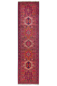 Gharajeh Semi-Antique Wool Hand Knotted Runner Persian Rug