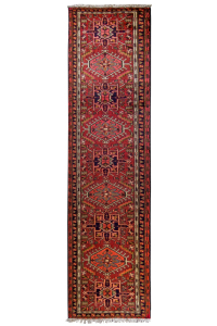 Gharajeh Semi-Antique Wool Hand Knotted Runner Persian Rug