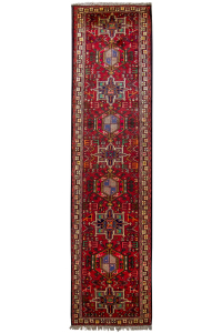 Gharajeh Semi-Antique Wool Hand Knotted Runner Persian Rug