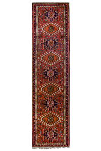 Gharajeh Semi-Antique Wool Hand Knotted Runner Persian Rug