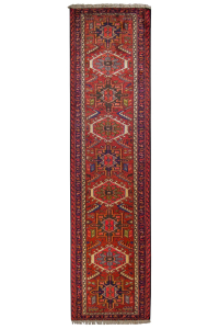 Gharajeh Semi-Antique Wool Hand Knotted Runner Persian Rug