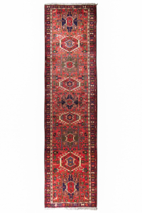 Gharajeh Semi-Antique Wool Hand Knotted Runner Persian Rug