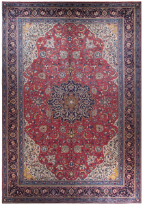 Sarough Semi-Antique Medallion Red Wool Hand Knotted Persian Rug