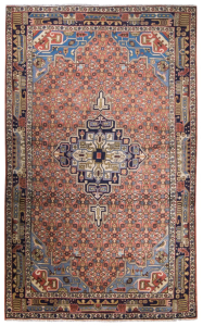 Koliai Semi-Antique Medallion Red Wool Hand Knotted Persian Rug