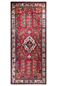 Mehraban Semi-Antique Medallion Red Wool Hand Knotted Persian Rug