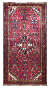 Toyserkan Semi-Antique Medallion Red Wool Hand Knotted Persian Rug