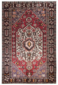 Bakhtiari Semi-Antique Medallion Red Wool Hand Knotted Persian Rug