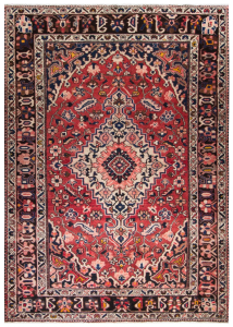 Bakhtiari Semi-Antique Medallion Red Wool Hand Knotted Persian Rug