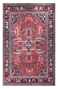 Lilian Semi-Antique Medallion Red Wool Hand Knotted Persian Rug