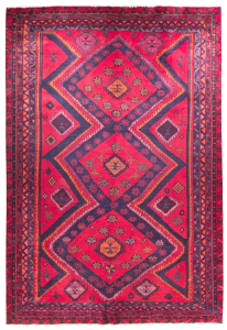 Sirjan Semi-Antique Medallion Red Wool Hand Knotted Persian Rug