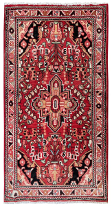 Lilian Semi-Antique Medallion Red Wool Hand Knotted Persian Rug