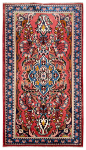 Lilian Semi-Antique Medallion Red Wool Hand Knotted Persian Rug