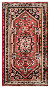 Lilian Semi-Antique Medallion Red Wool Hand Knotted Persian Rug