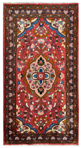 Lilian Semi-Antique Medallion Red Wool Hand Knotted Persian Rug