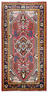 Lilian Semi-Antique Medallion Red Wool Hand Knotted Persian Rug