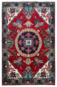 Khalkhal Semi-Antique Medallion Red Wool Hand Knotted Persian Rug