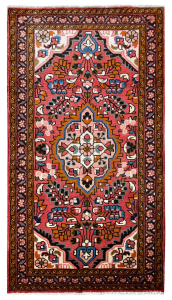 Lilian Semi-Antique Medallion Red Wool Hand Knotted Persian Rug