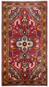 Lilian Semi-Antique Medallion Red Wool Hand Knotted Persian Rug