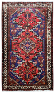 Zanjan Semi-Antique Medallion Red Wool Hand Knotted Persian Rug