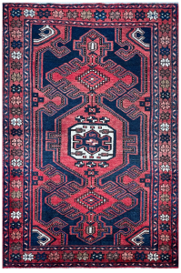 Zanjan Semi-Antique Medallion Red Wool Hand Knotted Persian Rug