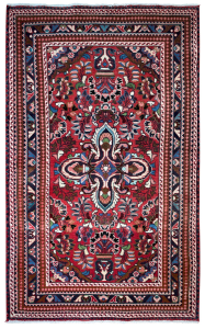 Lilian Semi-Antique Medallion Red Wool Hand Knotted Persian Rug