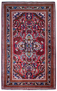 Lilian Semi-Antique Medallion Red Wool Hand Knotted Persian Rug