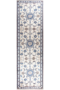 Naein Blue Wool Hand Knotted Runner Persian Rug