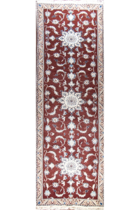 Naein Red Wool Hand Knotted Runner Persian Rug