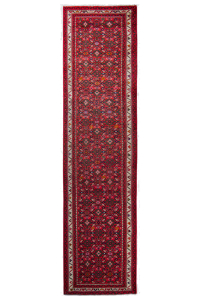 Hosseinabad Semi-Antique Allover Red Wool Hand Knotted Runner Persian Rug