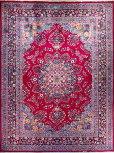 Mashad Red Wool Hand Knotted Persian Rug