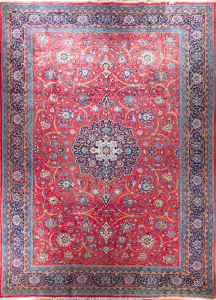 Sarough Red Wool Hand Knotted Persian Rug