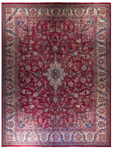 Sarough Red Wool Hand Knotted Persian Rug