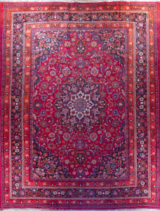 Mashad Red Wool Hand Knotted Persian Rug