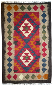 Kilim Natural Wool Hand Knotted Afghan Rug